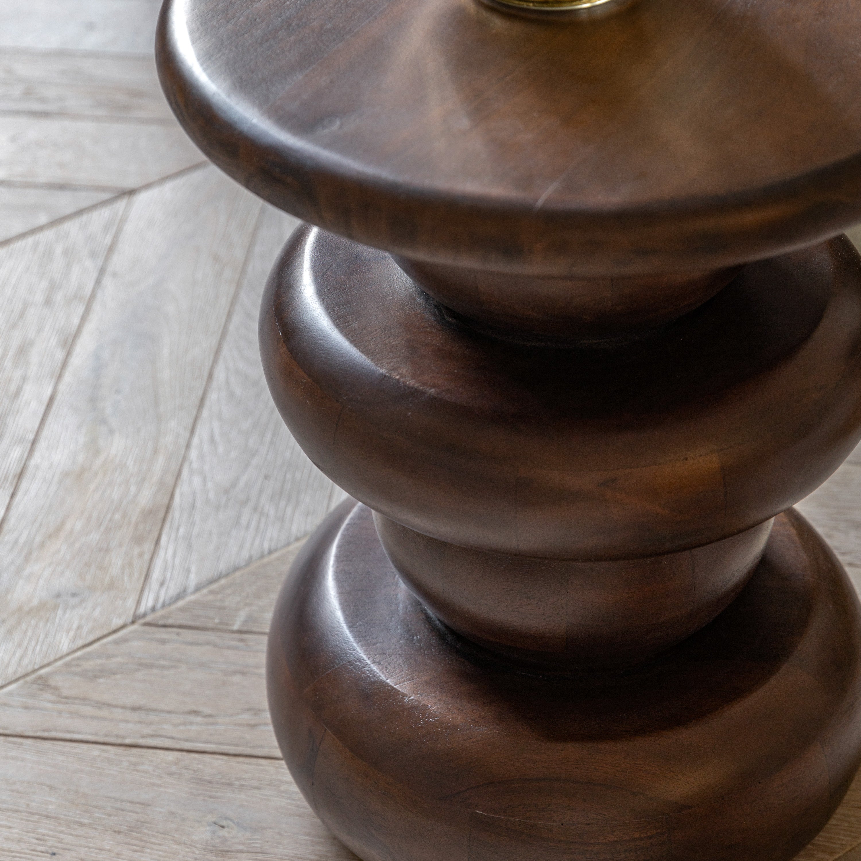 Anders Carved Dark Brown Mango Wood Side Table